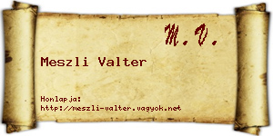 Meszli Valter névjegykártya